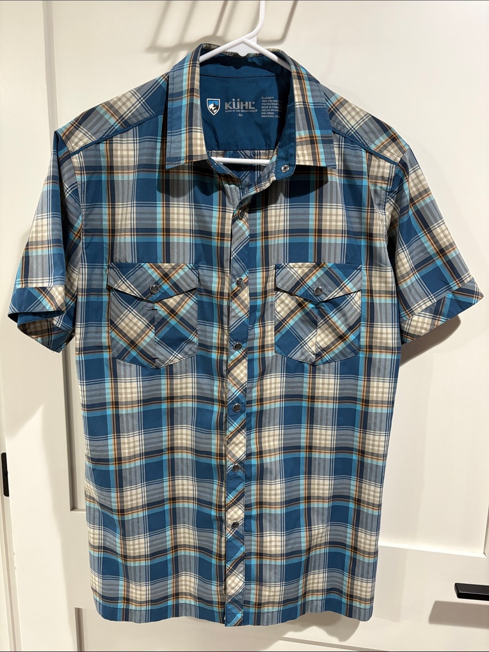 Kühl Blue Plaid Short Sleeve Button-Down Shirt
